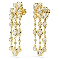 Imber drop earrings, Round cut, Chandelier, White, Gold-tone plated by SWAROVSKI