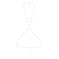 Imber body chain, Round cut, White, Gold-tone plated by SWAROVSKI