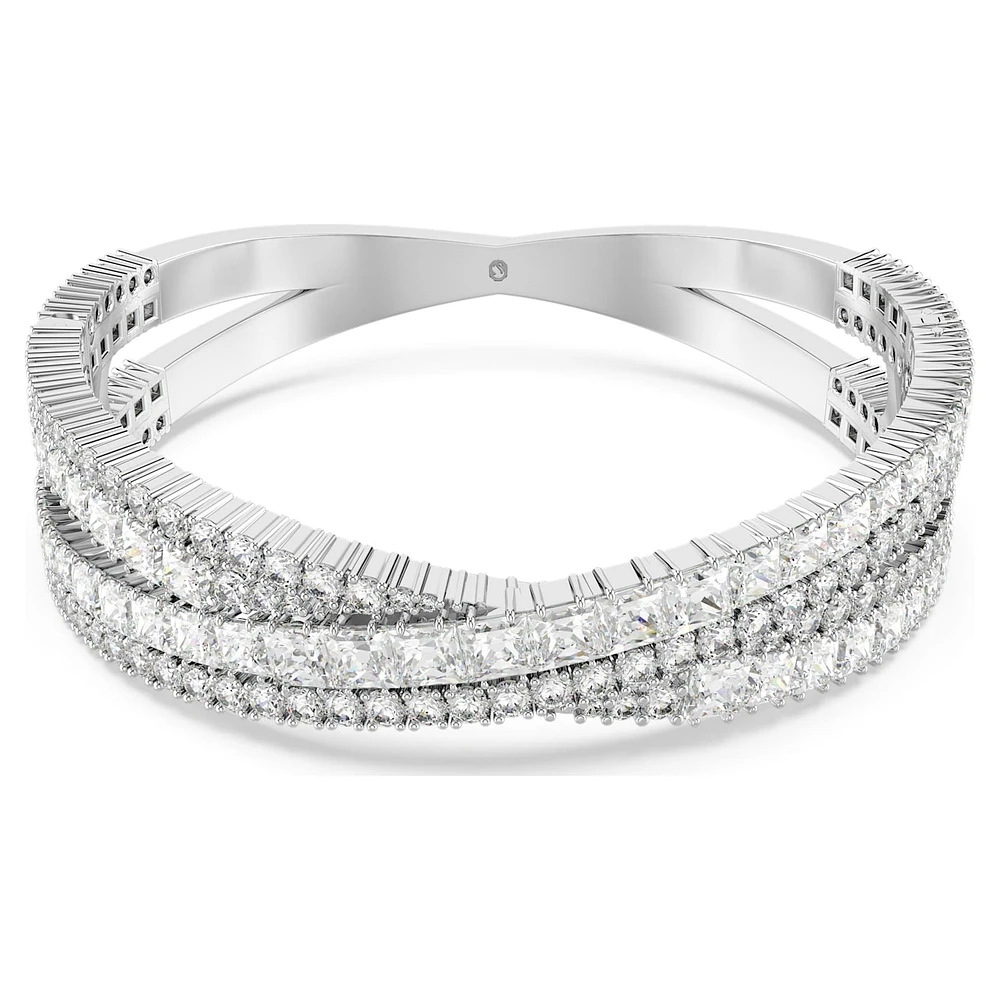 Hyperbola cuff, Mixed cuts, Infinity, White, Rhodium plated by SWAROVSKI
