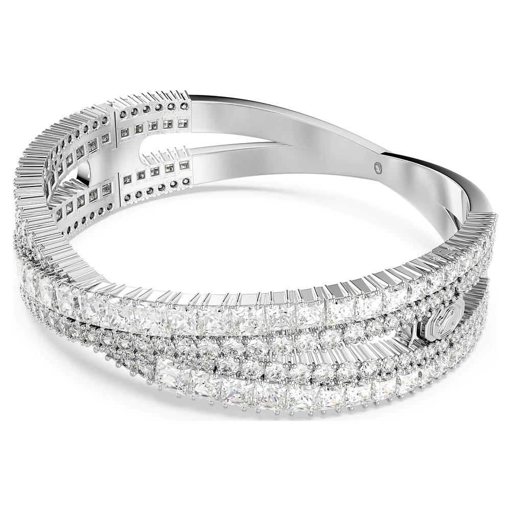 Hyperbola cuff, Mixed cuts, Infinity, White, Rhodium plated by SWAROVSKI