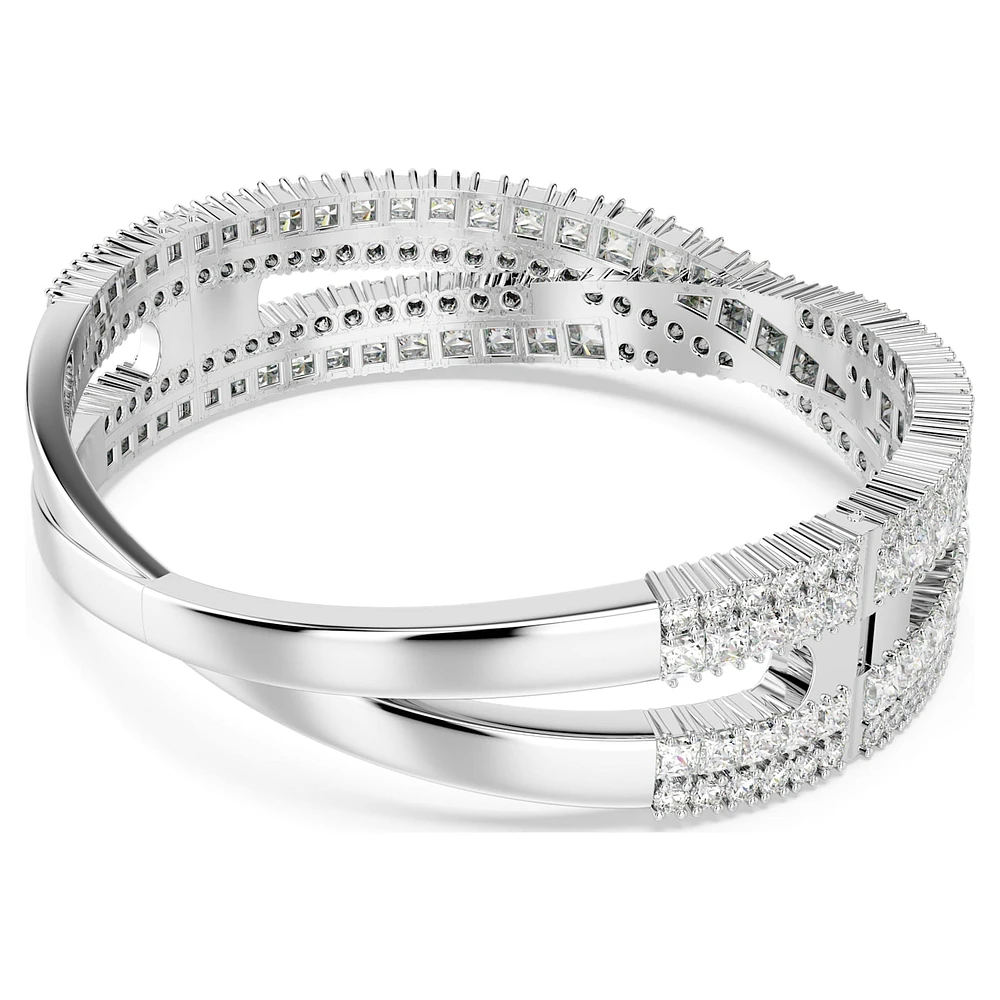 Hyperbola cuff, Mixed cuts, Infinity, White, Rhodium plated by SWAROVSKI