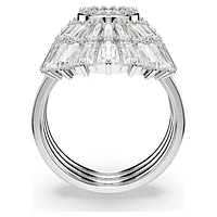 Idyllia ring, Set (3), Mixed cuts, Shell, White, Rhodium plated by SWAROVSKI