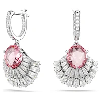 Idyllia drop earrings, Mixed cuts, Shell, Pink, Rhodium plated by SWAROVSKI