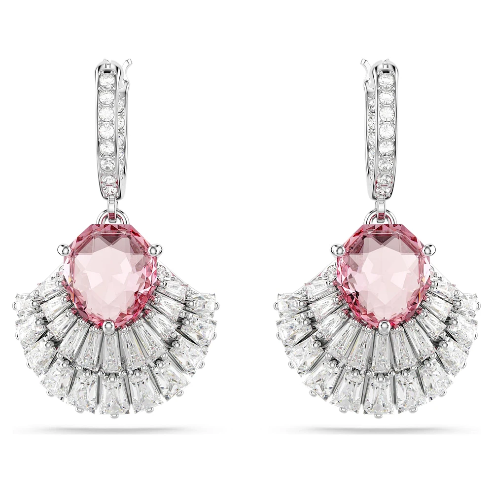 Idyllia drop earrings, Mixed cuts, Shell, Pink, Rhodium plated by SWAROVSKI