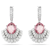 Idyllia drop earrings, Mixed cuts, Shell, Pink, Rhodium plated by SWAROVSKI