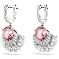 Idyllia drop earrings, Mixed cuts, Shell, Pink, Rhodium plated by SWAROVSKI