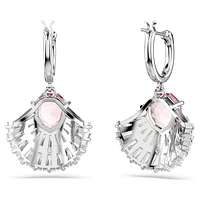 Idyllia drop earrings, Mixed cuts, Shell, Pink, Rhodium plated by SWAROVSKI