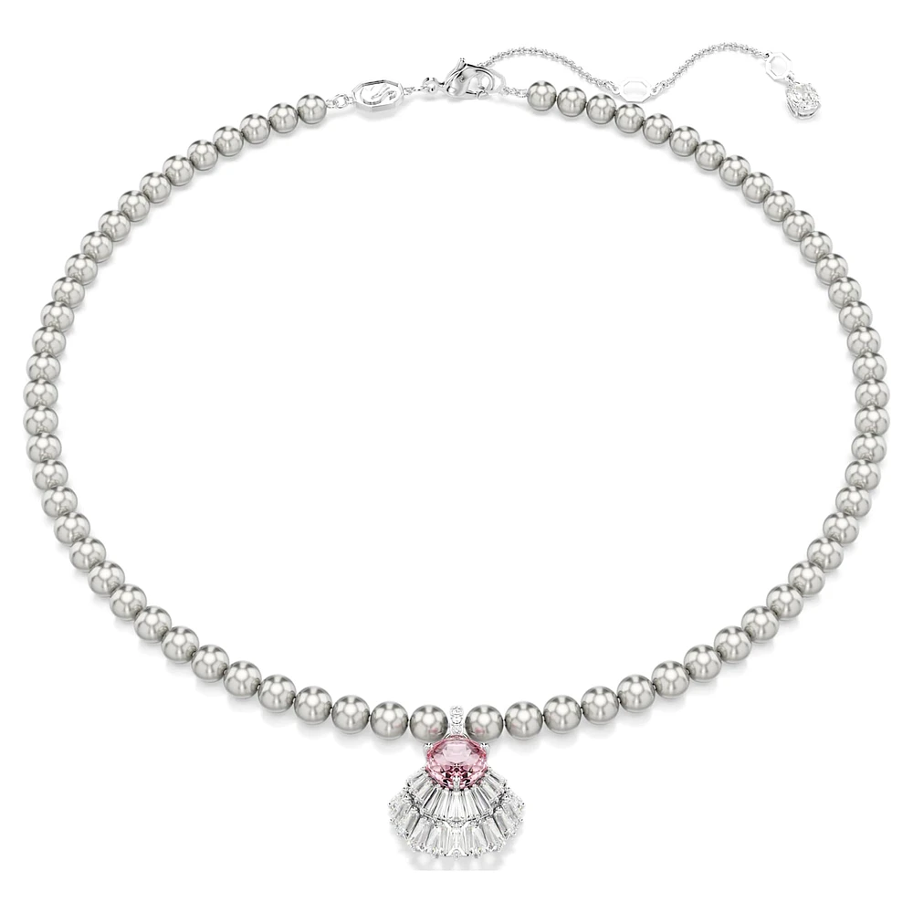 Idyllia pendant, Mixed cuts, Crystal pearls, Shell, Pink, Rhodium plated by SWAROVSKI
