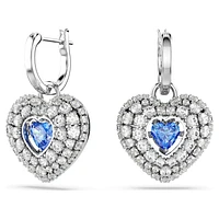 Hyperbola drop earrings, Heart, Blue, Rhodium plated by SWAROVSKI