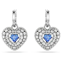 Hyperbola drop earrings, Heart, Blue, Rhodium plated by SWAROVSKI