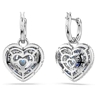 Hyperbola drop earrings, Heart, Blue, Rhodium plated by SWAROVSKI