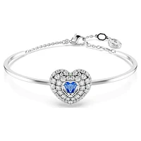 Hyperbola bangle, Heart, Blue, Rhodium plated by SWAROVSKI