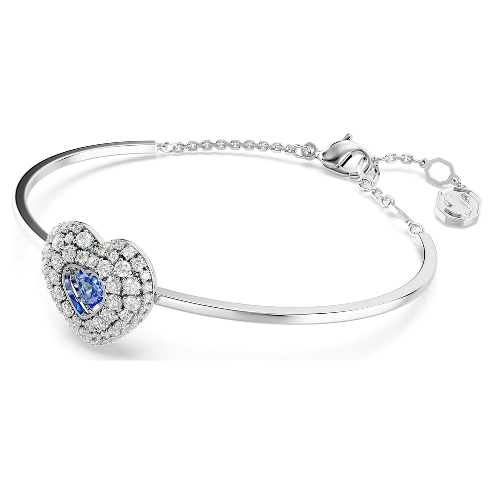 Hyperbola bangle, Heart, Blue, Rhodium plated by SWAROVSKI