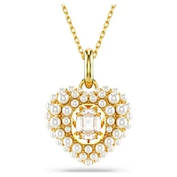 Hyperbola pendant, Crystal pearl, Heart, White, Gold-tone plated by SWAROVSKI