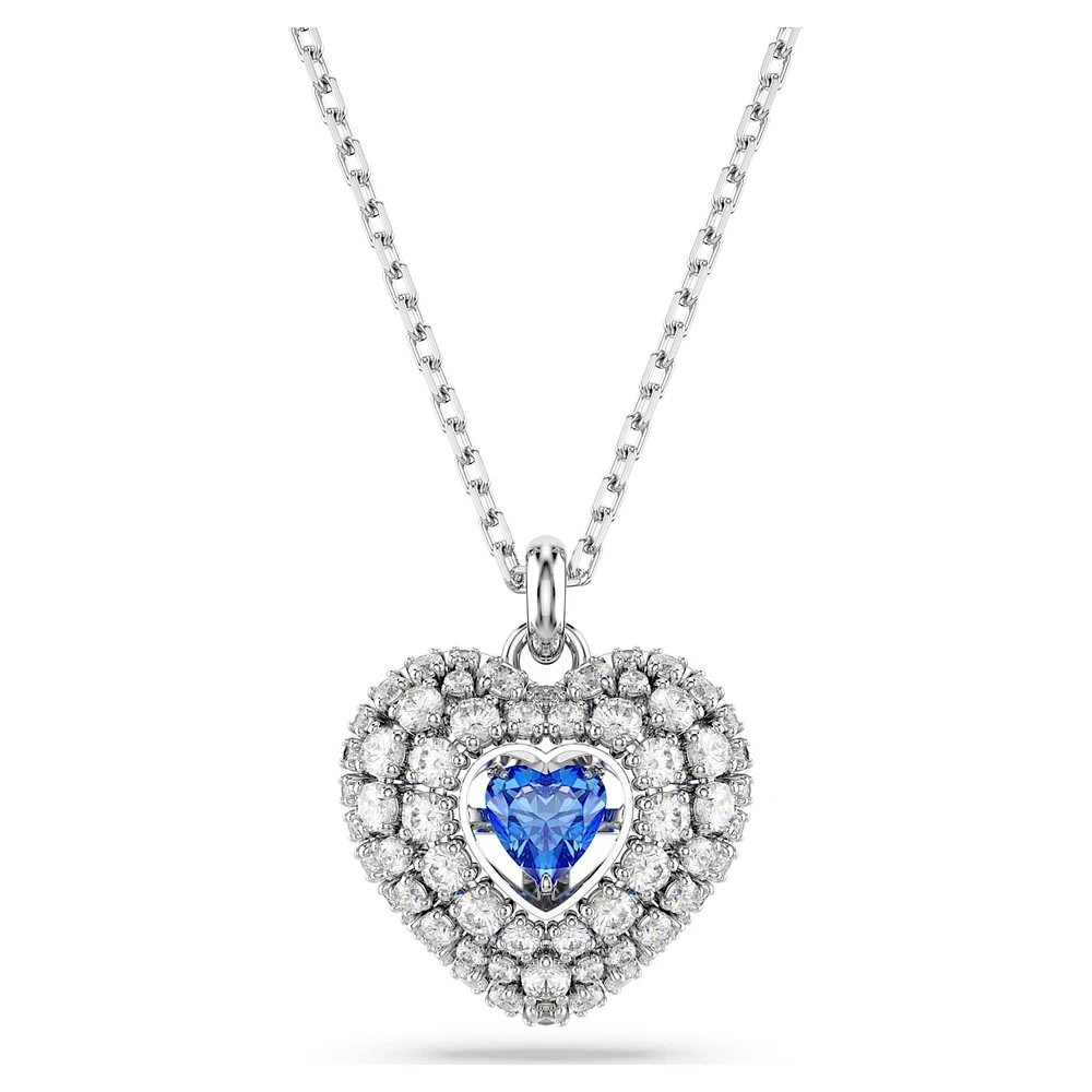 Hyperbola pendant, Heart, Blue, Rhodium plated by SWAROVSKI