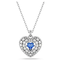 Hyperbola pendant, Heart, Blue, Rhodium plated by SWAROVSKI