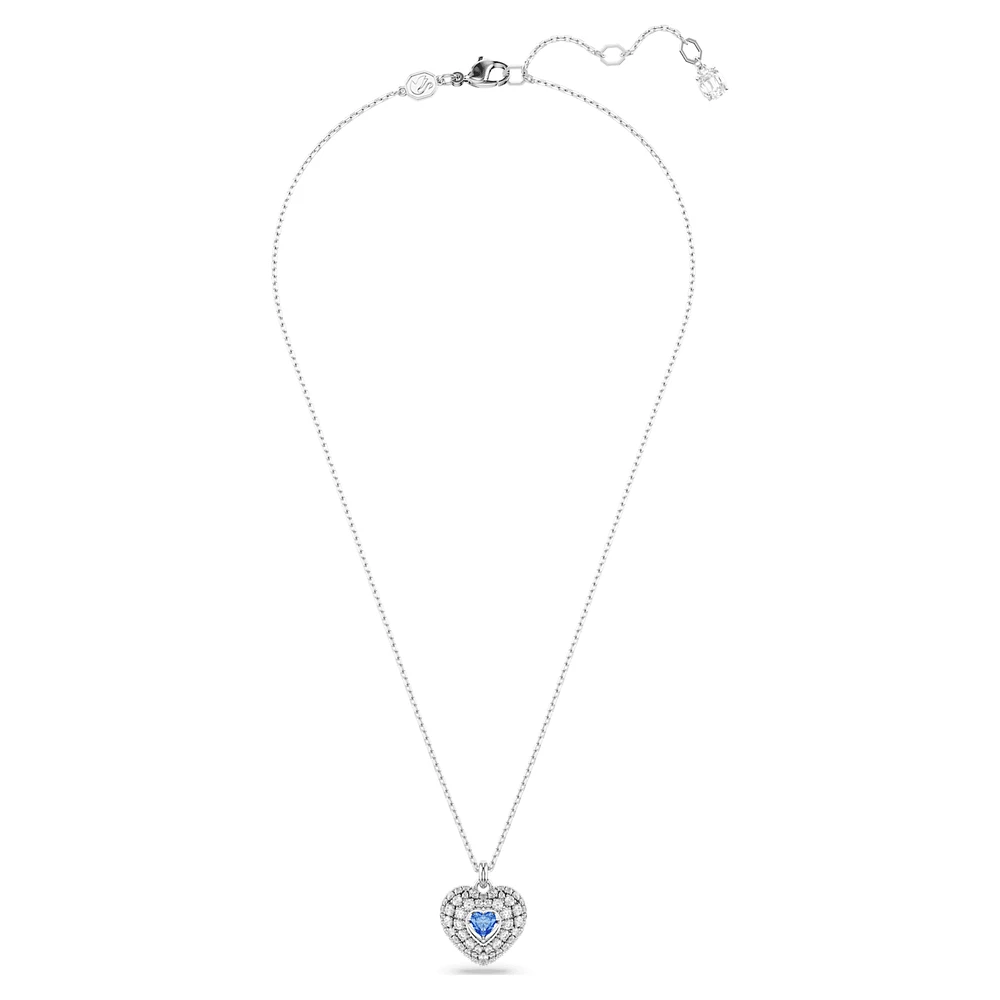 Hyperbola pendant, Heart, Blue, Rhodium plated by SWAROVSKI
