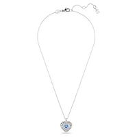 Hyperbola pendant, Heart, Blue, Rhodium plated by SWAROVSKI