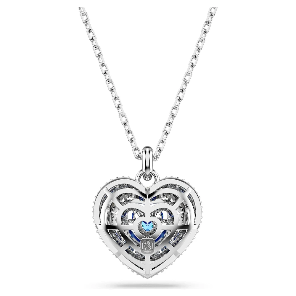 Hyperbola pendant, Heart, Blue, Rhodium plated by SWAROVSKI