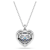 Hyperbola pendant, Heart, Blue, Rhodium plated by SWAROVSKI