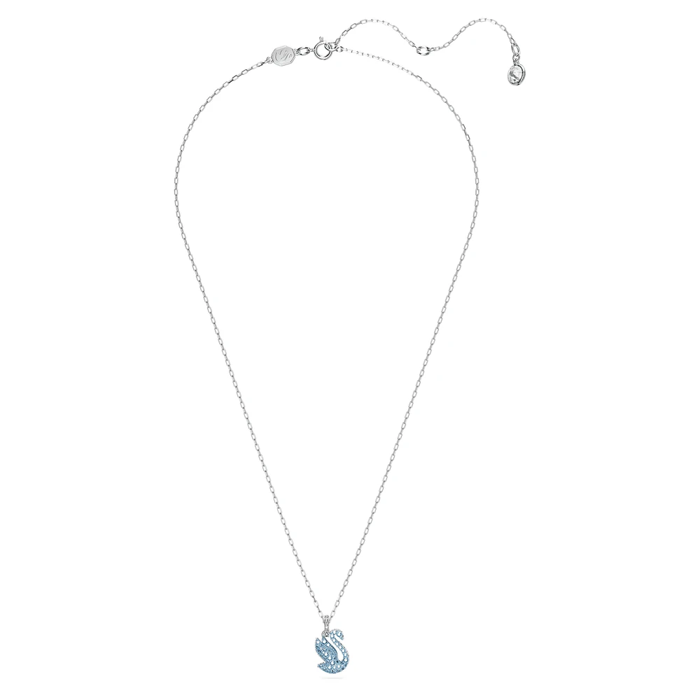 Swarovski Iconic Swan pendant, Swan, Small, Blue, Rhodium plated by SWAROVSKI