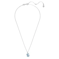 Swarovski Iconic Swan pendant, Swan, Small, Blue, Rhodium plated by SWAROVSKI