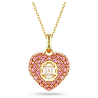 Hyperbola pendant, Octagon cut, Crystal pearls, Heart, Pink, Gold-tone plated by SWAROVSKI