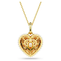 Hyperbola pendant, Octagon cut, Crystal pearls, Heart, Pink, Gold-tone plated by SWAROVSKI