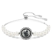 Swan bracelet, Crystal pearl, Swan, Grey, Rhodium plated by SWAROVSKI
