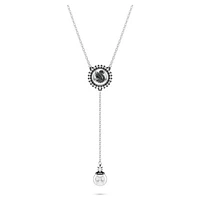 Swan Y pendant, Crystal pearl, Swan, Grey, Rhodium plated by SWAROVSKI