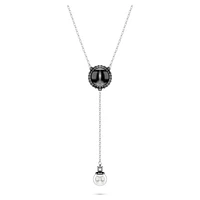 Swan Y pendant, Crystal pearl, Swan, Grey, Rhodium plated by SWAROVSKI