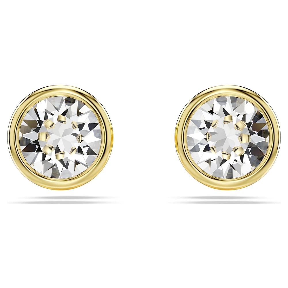 Imber stud earrings, Round cut, White, Gold-tone plated by SWAROVSKI