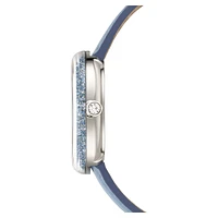 Crystalline Lustre watch, Swiss Made, Leather strap, Blue, Stainless steel by SWAROVSKI