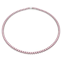 Matrix Tennis necklace, Round cut, Pink, Rhodium plated by SWAROVSKI