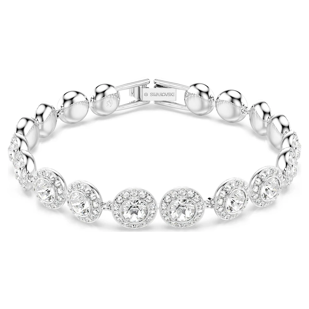 Una Tennis bracelet, Round cut, White, Rhodium plated by SWAROVSKI