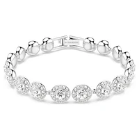 Una Tennis bracelet, Round cut, White, Rhodium plated by SWAROVSKI