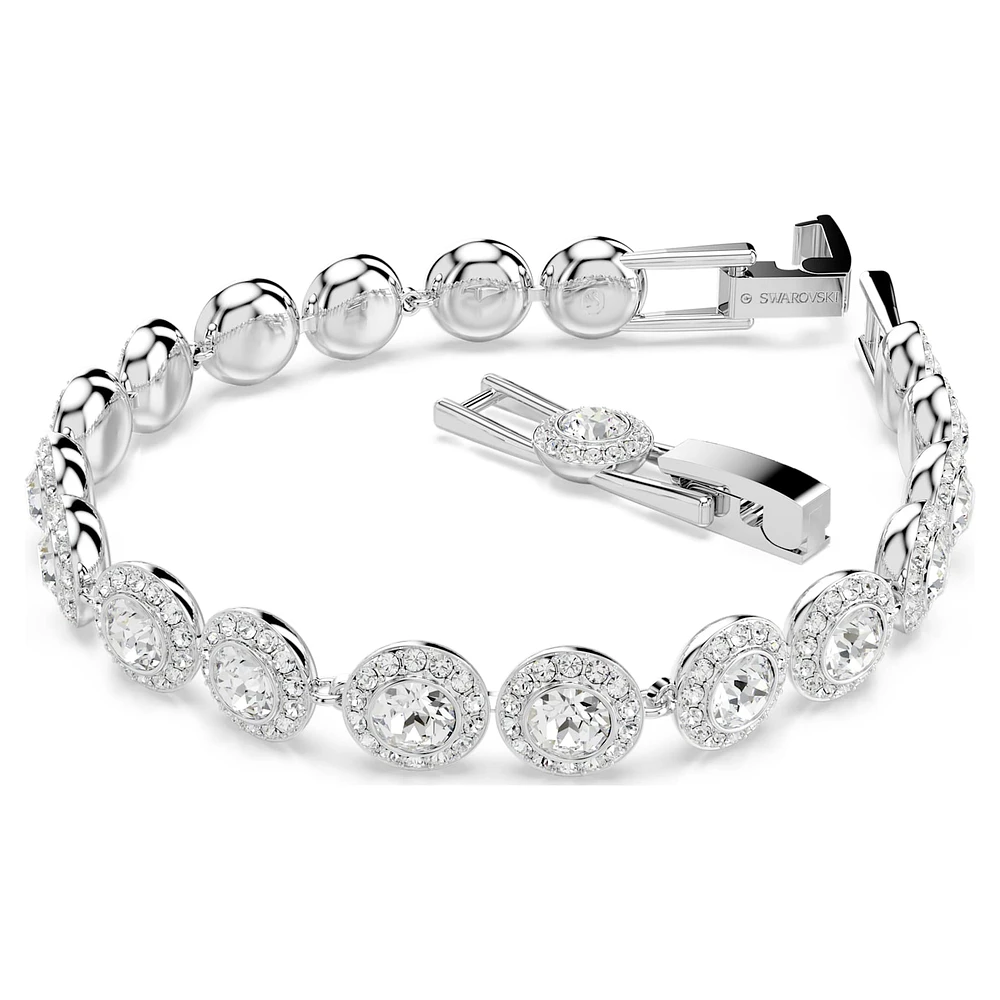 Una Tennis bracelet, Round cut, White, Rhodium plated by SWAROVSKI