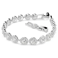 Una Tennis bracelet, Round cut, White, Rhodium plated by SWAROVSKI