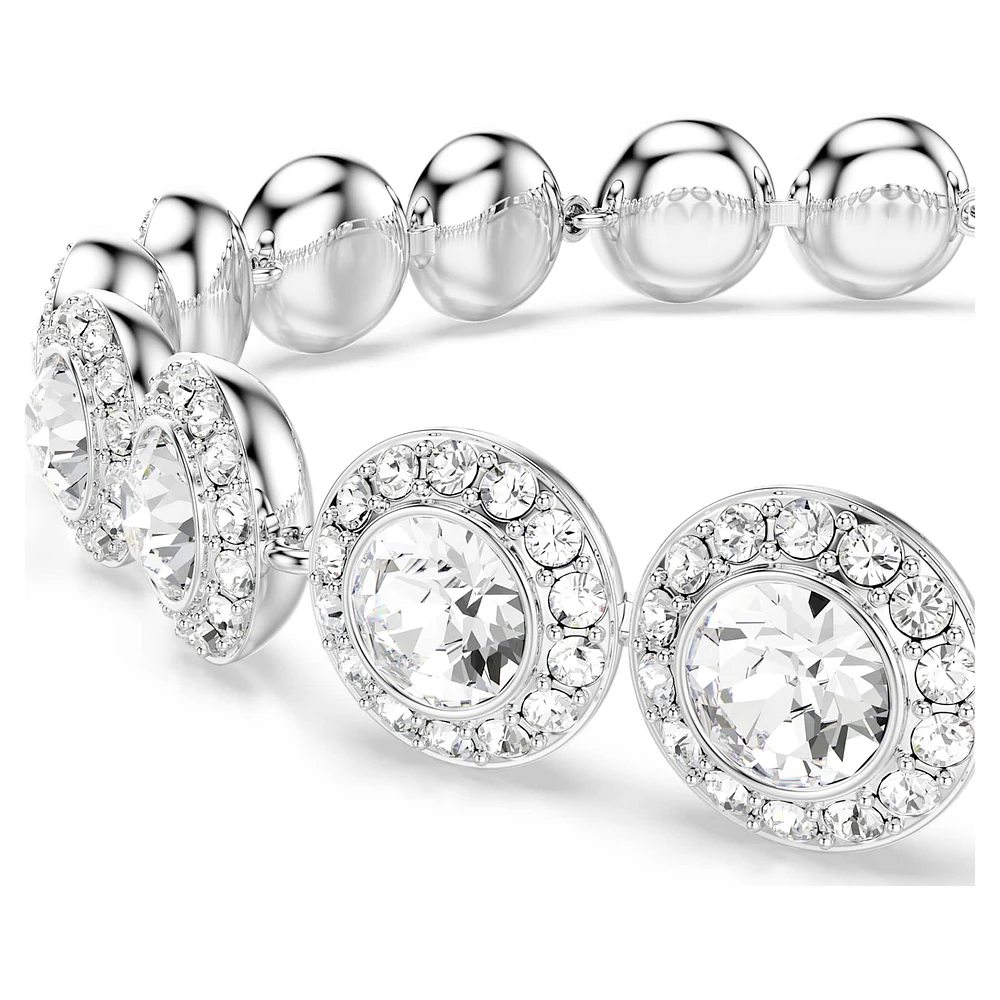 Una Tennis bracelet, Round cut, White, Rhodium plated by SWAROVSKI