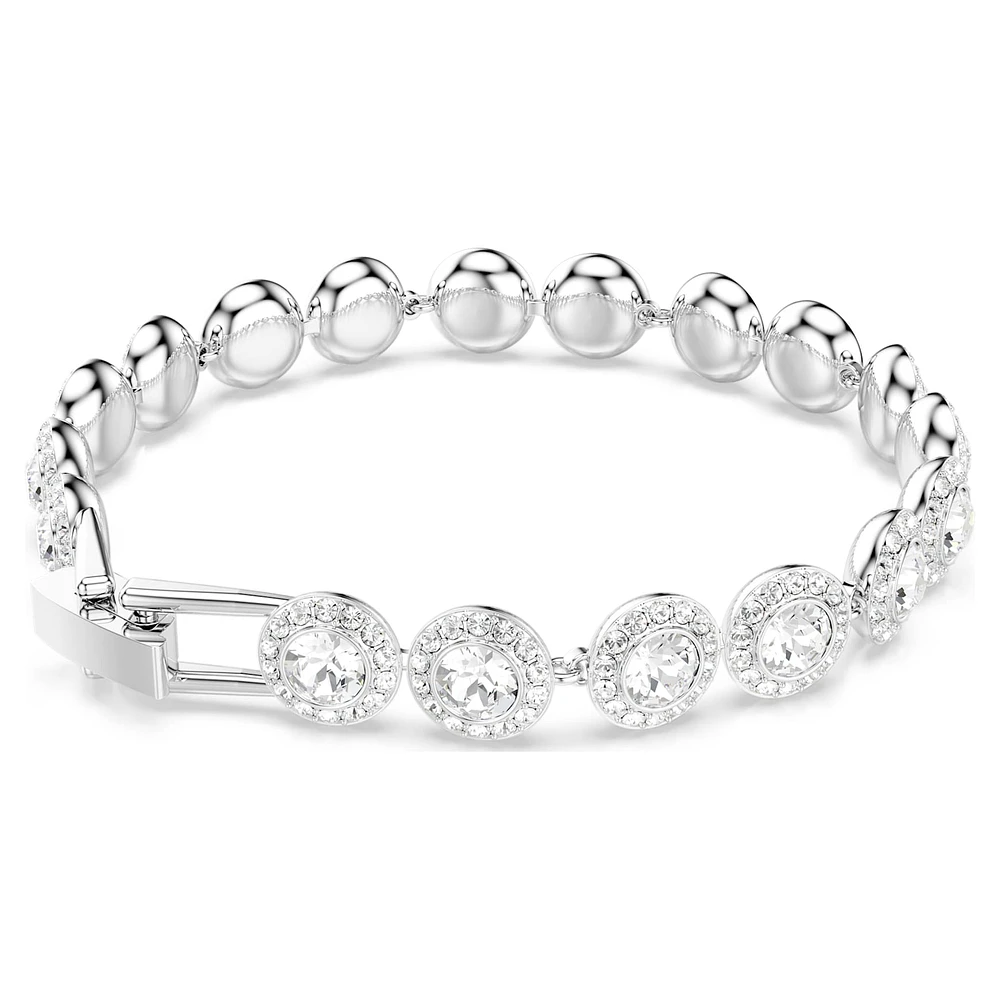Una Tennis bracelet, Round cut, White, Rhodium plated by SWAROVSKI