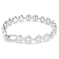 Una Tennis bracelet, Round cut, White, Rhodium plated by SWAROVSKI