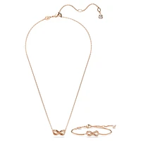 Hyperbola set, Infinity, White, Rose gold-tone plated by SWAROVSKI