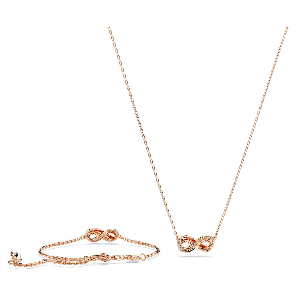 Hyperbola set, Infinity, White, Rose gold-tone plated by SWAROVSKI