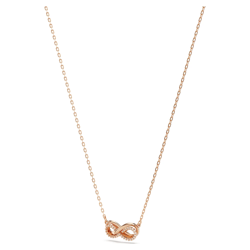 Hyperbola set, Infinity, White, Rose gold-tone plated by SWAROVSKI