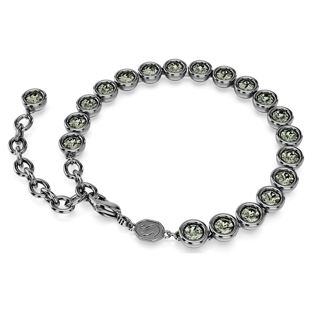 Imber Tennis bracelet, Round cut, Black, Ruthenium plated by SWAROVSKI