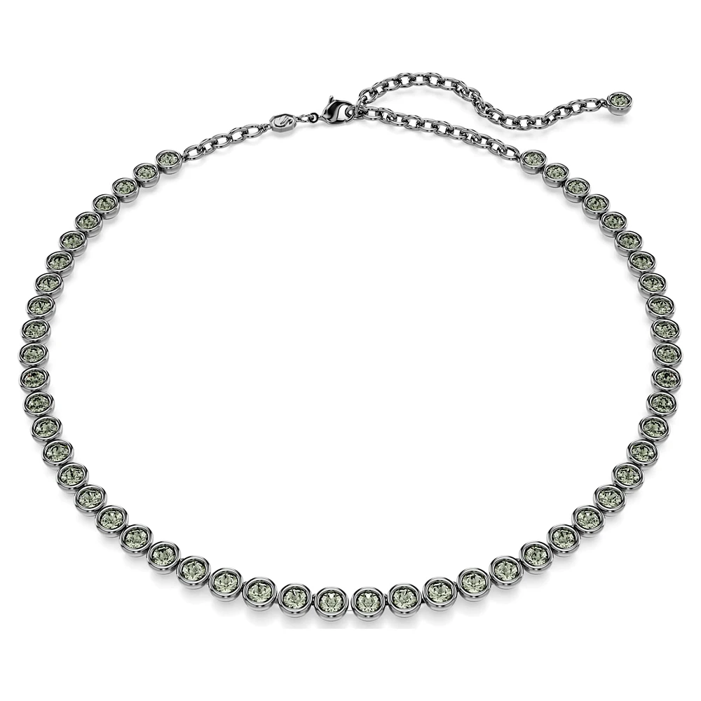 Imber Tennis necklace, Round cut, Grey, Ruthenium plated by SWAROVSKI
