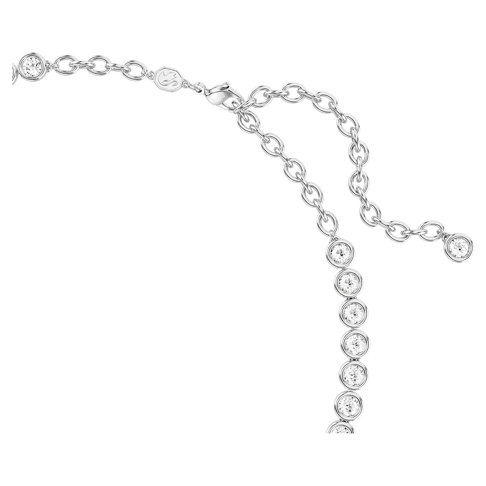 Imber Tennis necklace, Round cut, White, Rhodium plated by SWAROVSKI