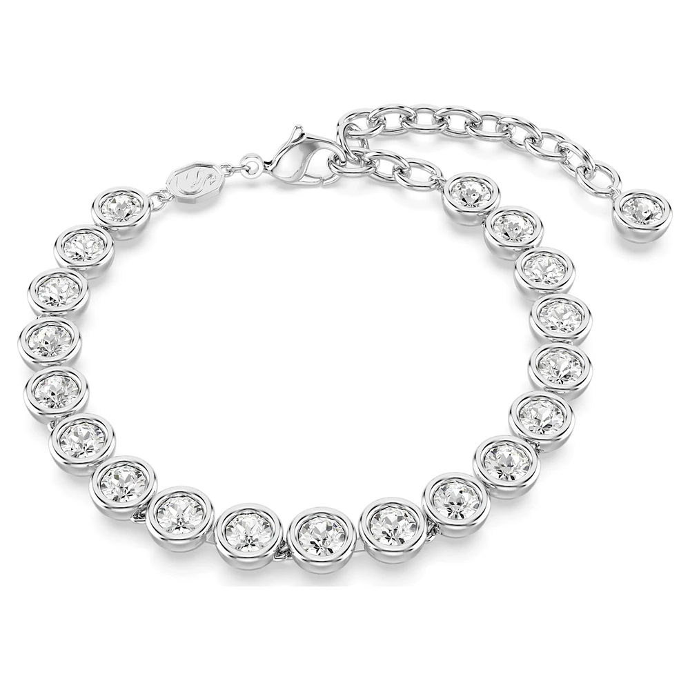 Imber Tennis bracelet, Round cut, White, Rhodium plated by SWAROVSKI