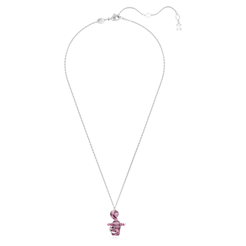 Alice in Wonderland pendant, Cat, Pink, Rhodium plated by SWAROVSKI