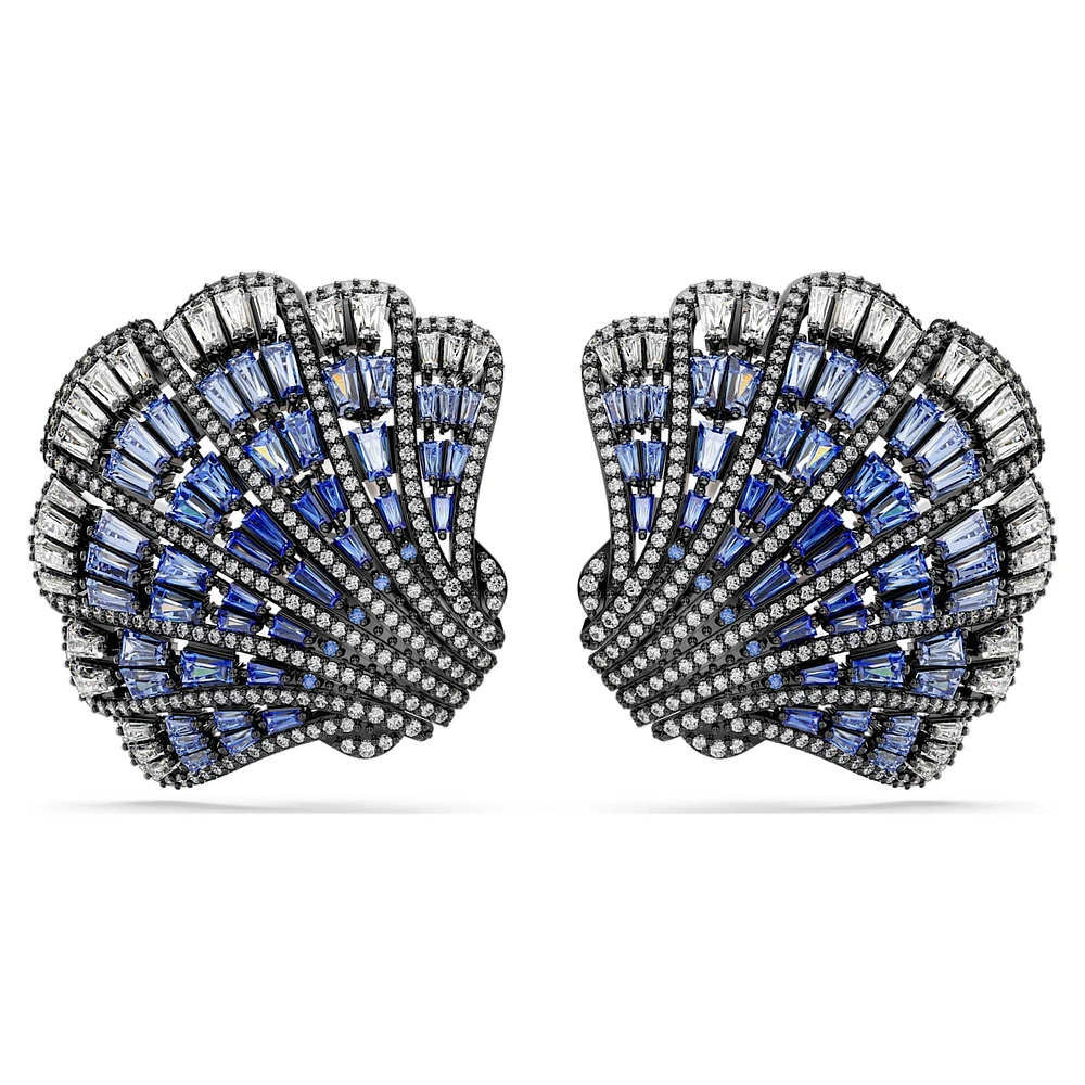Idyllia clip earrings, Shell, Blue, Mixed metal finish by SWAROVSKI